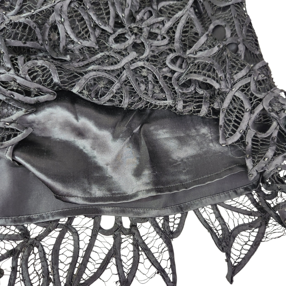 Vintage Silken Poetry 100% Silk Hand Crocheted Beaded Lace Maxi Skirt & Top Set - Picture 9 of 16